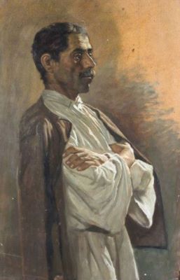 pictură - Smigelschi, Octavian; Țăran meditând