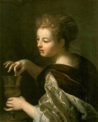 pictură - Schoonjans, Anthonis; Cleopatra dizolvând perla