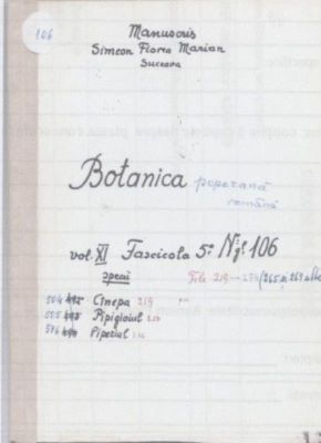 manuscris; Botanica poporană română vol. XI, fascicola 5 specii: Cînepa, Pipigioiul, Piperiul