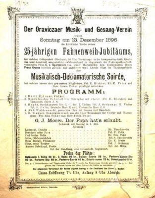 Tipografia C. Kehrer; Afiș al spectacolului de aniversare a 25 de ani de la sfințirea steagurilor