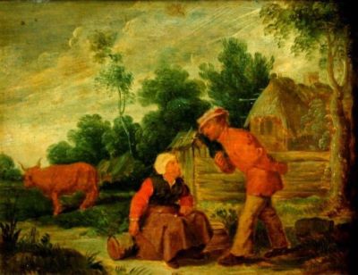 pictură - Brouwer, Adriaen; Conversație