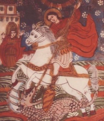 icoană pe sticlă; Sfântul Mare Mucenic Gheorghe