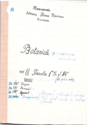 manuscris - Marian, Simion Florea; Botanică poporană: vol. IX, fascicola 1: specii: Urzica, Hemeiul, Agudul (Frăgariul)