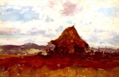 pictură - Grigorescu, Nicolae; Colibă în peisaj