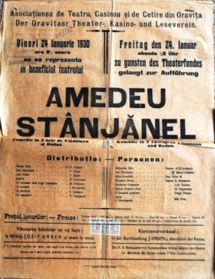 Tipografia Iosif Kaden; Afiș al piesei cu titlul „Amedeu Stânjănel”