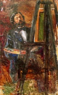pictură - Aman, Theodor; Pictorul lucrând