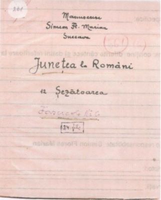 manuscris - Marian, Simion Florea; Junețea la români, fascicola 6. Șezătoarea