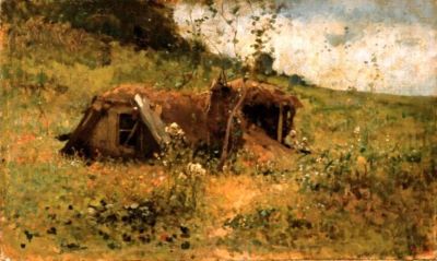 pictură - Grigorescu, Nicolae; Bordei în pădure