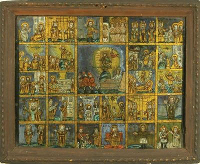 icoană - Poienaru, Partenie; Învierea lui Iisus, cu 26 scene de praznic