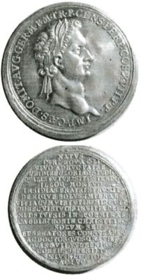Medalie dedicată împăratului Domitian