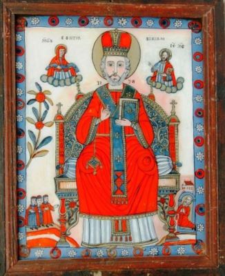 icoană pe sticlă - Purcariu, Matei (Țimforea); Sfântul Ierarh Nicolae