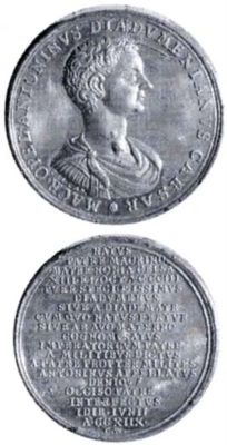 Medalie dedicată caesarului Diadumenianus