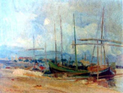 pictură - Steriadi, Jean Alexandru; Corăbii în port
