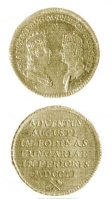 Medalie (jeton) dedicată vizitei lui Francisc I și Maria Teresia la minele din Ungaria