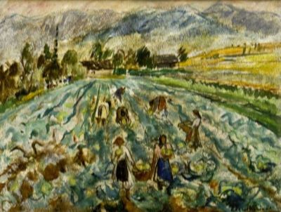 pictură - Eleutheriade, Micaela; Recoltarea verzei