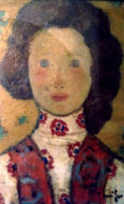 pictură - Tonitza, Nicolae; Portret de fetiță cu bluză înflorată