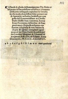 carte - Florentius, Antonius; Confessionale