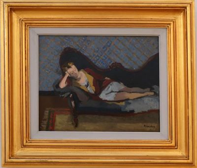 pictură de șevalet - Brianchon, Maurice; Femeie pe canapea