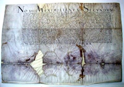 privilegiu - Maximilian al II-lea; Împăratul Maximilian al II-lea (1564-1576) confirmă vechile drepturi acordate orașului Mințiu de către predecesorii săi regii Ungariei: Matei, Vladislav, Ludovic, Carol, Bela și Andrei
