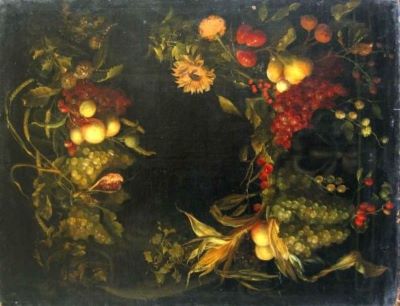 pictură - Mertens, W.; Cunună de fructe
