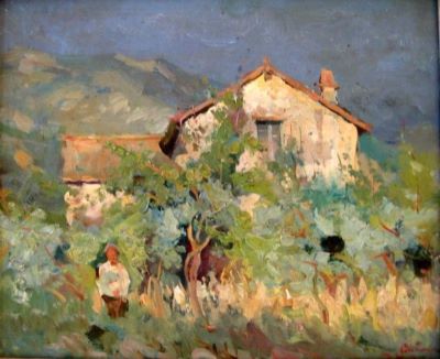 pictură - Băeșu, Aurel; Peisaj cu casă