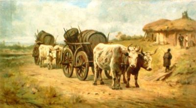 pictură - Aman, Theodor; Car cu boi