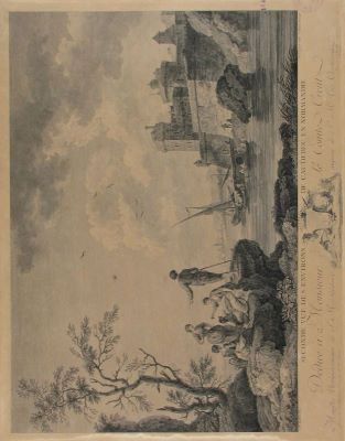 gravură - Le Gouaz, Yves Marie; (SC.);  Hackert, Jakob Philip; (PX.); Aliamet, Jean Jacques; (DIR.); (EX.); Seconde Vue des Environs de Caudebec en Normandie; în registrul inventar: „Secondes Vues de Normandie”