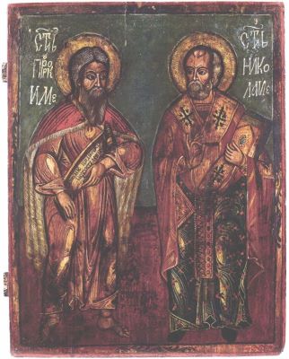 icoană - Vasile zugrav; Sfântul Prooroc Ilie și Sfântul Nicolae