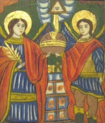 icoană pe lemn; Arhanghelii Mihail și Gavril