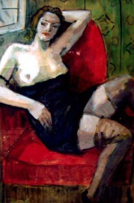 pictură - Pallady, Theodor; Femeie în fotoliu roșu