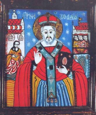 icoană pe sticlă - Tamaș (?); Sfântul Nicolae