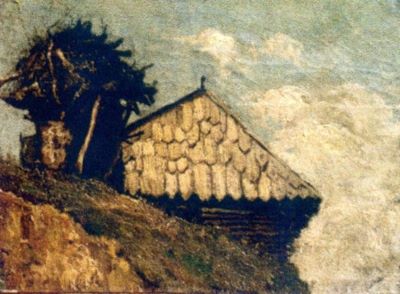 pictură - Andreescu, Ion; Bordei țărănesc