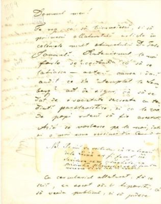 scrisoare - Porumbescu, Iraclie; Porumbescu Iraclie către Mureșianu Iacob