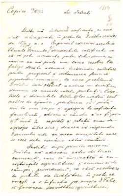 scrisoare - Mureșianu, Iacob; Mureșianu Iacob către Istrati Nicolae