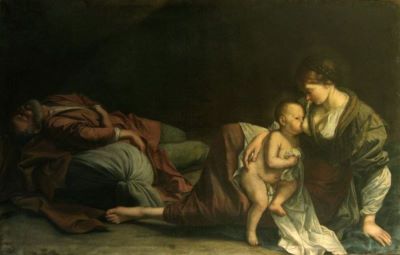 pictură - Gentileschi, Orazio Lomi (după); Odihnă în timpul fugii în Egipt