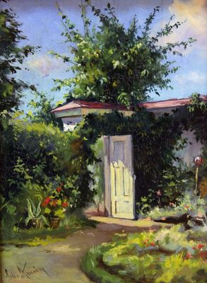 pictură de șevalet - Aman, Theodor; Colț de grădină