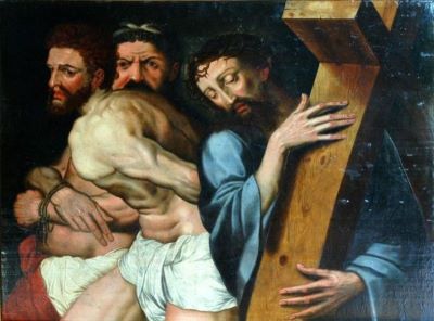pictură - Heemskercke, Marten van (atribuit); Iisus și cei doi tâlhari