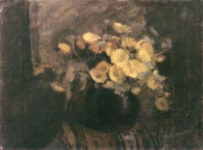 pictură - Delavrancea, Dona Niculina; Vas cu flori galbene