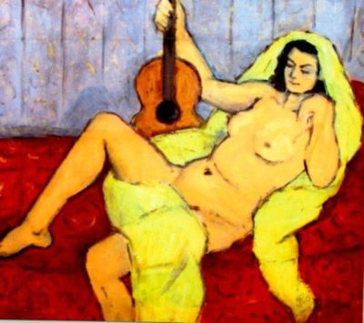 pictură - Pallady, Theodor; Nud cu chitară