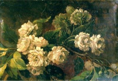 pictură - Godefroy, Jadin Louis; Natură statică cu crizanteme albe