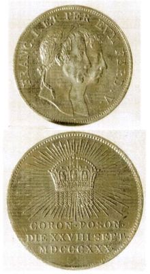Medalie (jeton) dedicată încoronării lui Ferdinand al V-lea ca rege al Ungariei