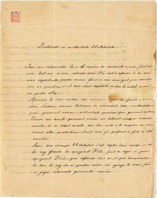 manuscris - Scrisoarea a fost redactată de Niculai Hurmuzachi; Scrisoare trimisă de Niculai Hurmuzachi, din Cernăuți, pe 25 decembrie 1874, lui Mihail Kogălniceanu