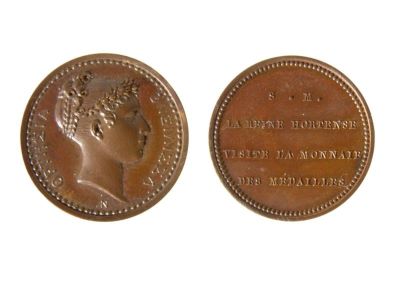 Medalie dedicată vizitei la Monetărie a reginei Hortensia