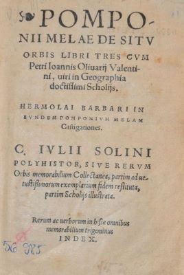 carte veche - Pomponius Mela, autor; Pomponii Melae de situ orbis libri tres