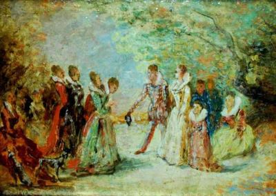 pictură - Monticelli, Adolphe; Personaje într-un parc