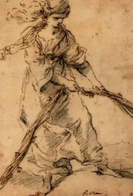 desen - Rosa, Salvator; O femeie care trage o plasă pentru pește