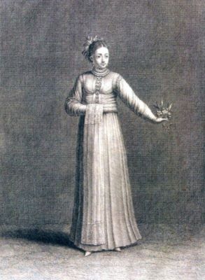 gravură - Haussard, Jean-Baptiste; Domnișoară din Valahia