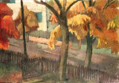 pictură - Konnerth, Hermann; Peisaj de toamnă cu gard