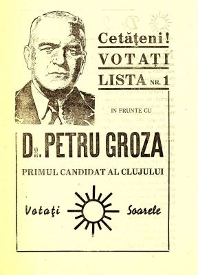 fluturaș; Prezentarea activității patriotice a primului candidat al Clujului, Dr. P. Groza