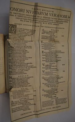 carte veche - Jacobinus János; Chorus musarum honori nuptiarum vera nobilitate